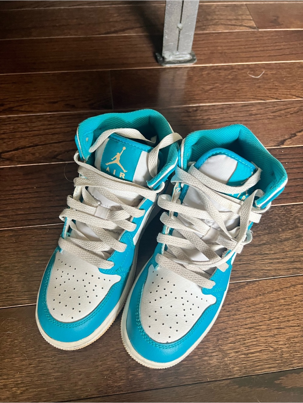 Jordan Kids Teal and White High-Top Sneakers